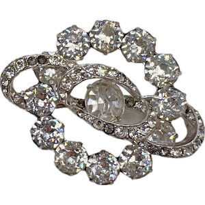 1970's Eisenberg E Futurist Clear Rhinestone Brooch Vintage Signed Jewelry